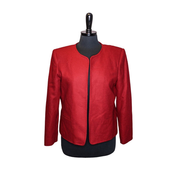 Orvis Wool Blazer Jacket Open Front Red Size 12P - Picture 1 of 3
